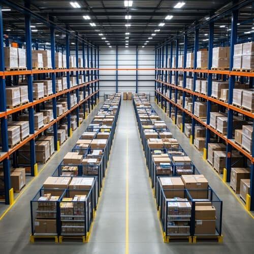 Workers managing global cargo logistics